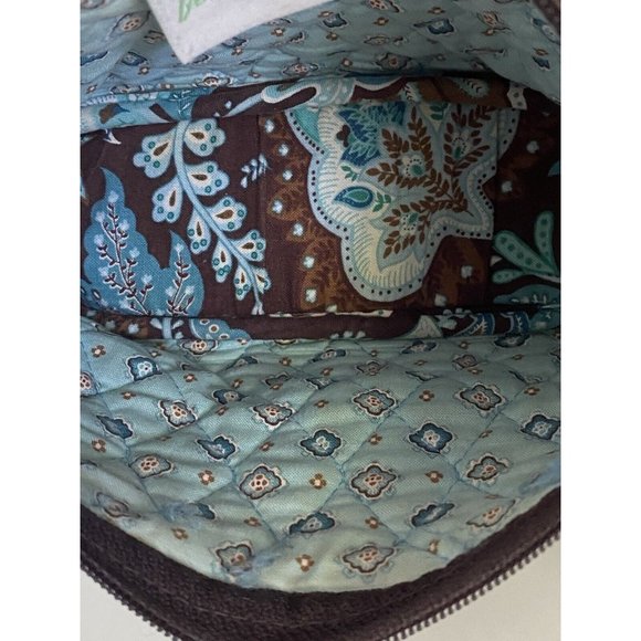Vintage Vera Bradley Java Blue Tote Bag Purse Shoulder Paisley Brown Zip Closure - Picture 9 of 16